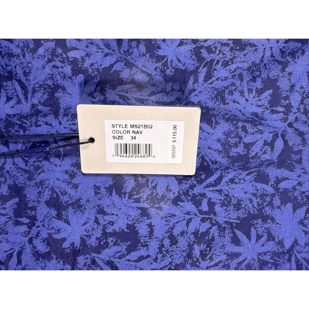 New Peter Millar Seaside Palms Poplin Shorts Mens Size 34 Navy Golf Preppy Comfy